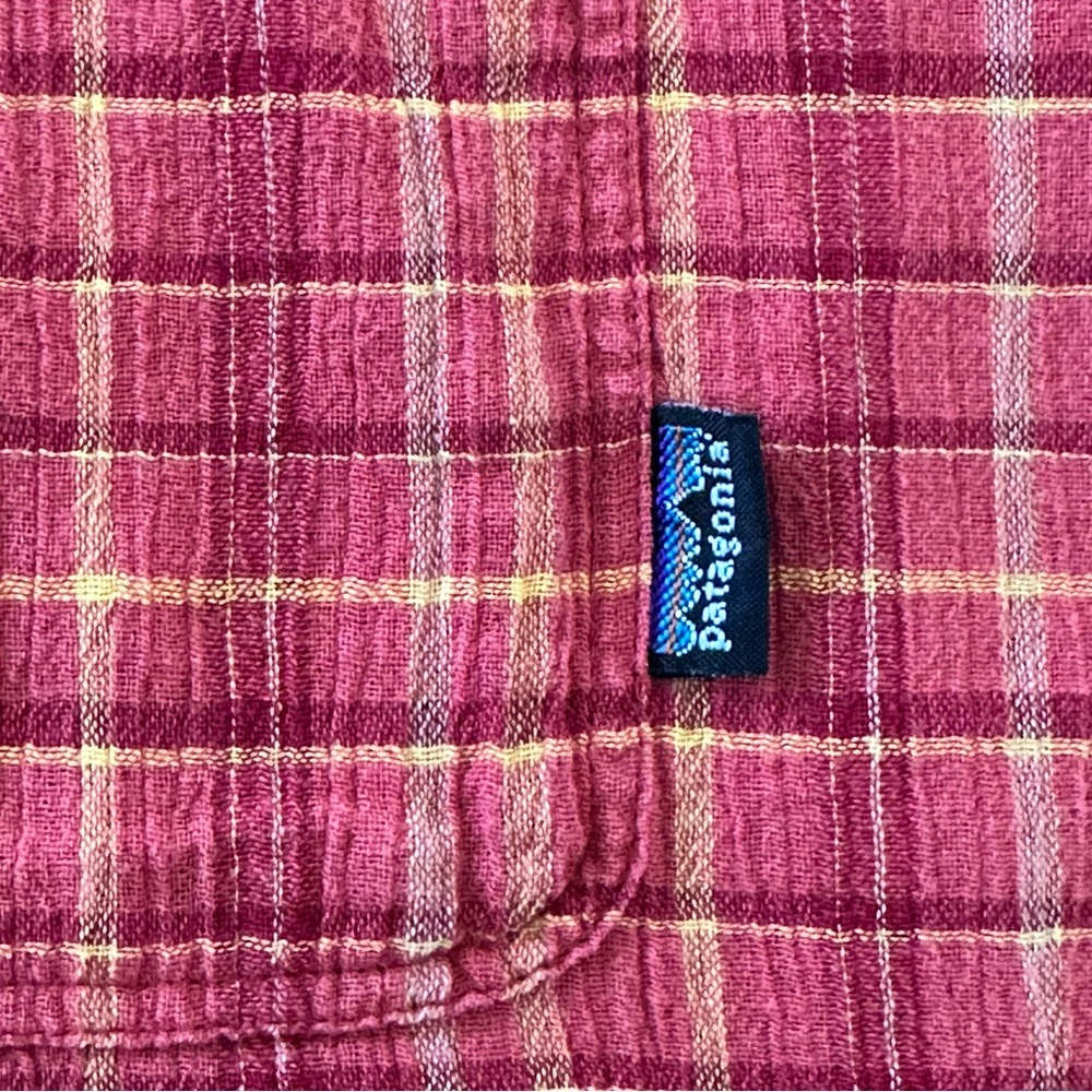 Patagonia Men’s Medium Red Yellow Plaid Organic Cotton Short Sleeve Shirt - Picture 6 of 6